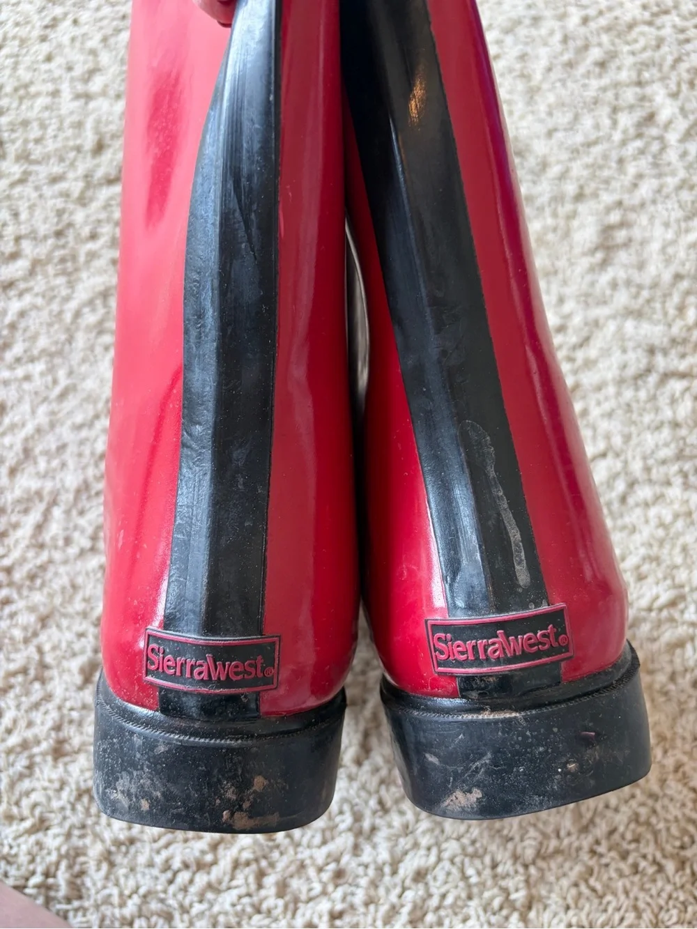 Sierra West Rain Boots Women’s Size 10 Red Rubber Tall Buckle Waterproof